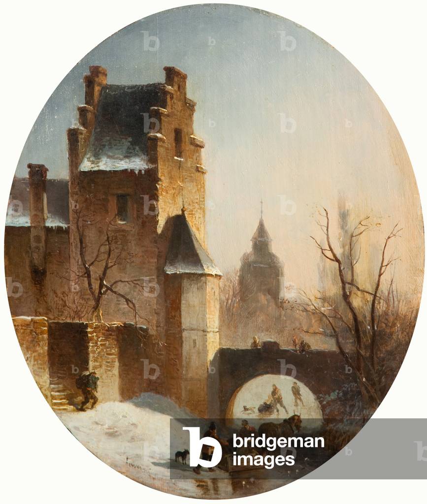 Immagine di Dipinto "scena invernale olio su tela" di German School