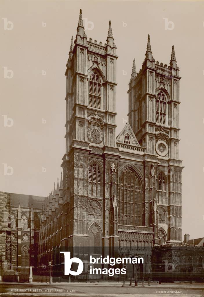 "Cartolina postale con un'immagine del fronte ovest dell'abbazia di Westminster (foto)" di English Photographe