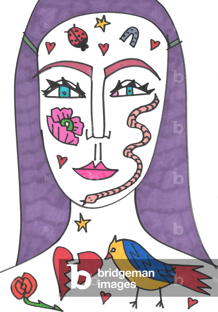 Tattoo Face (felt tip on paper)