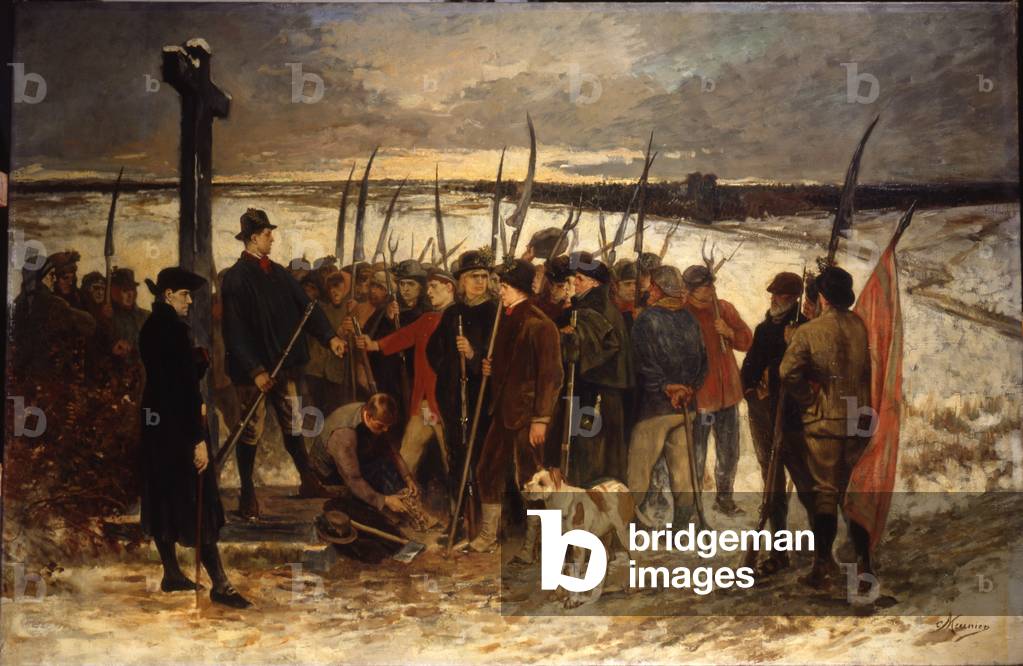 Immagine di Dipinto "La Guerre des Paysans (Le Rassemblement)", c.1875 di Constantin Emile Meunier