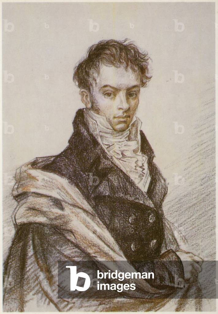 Vasily Zhukovsky, poeta russo (litografia a colori)