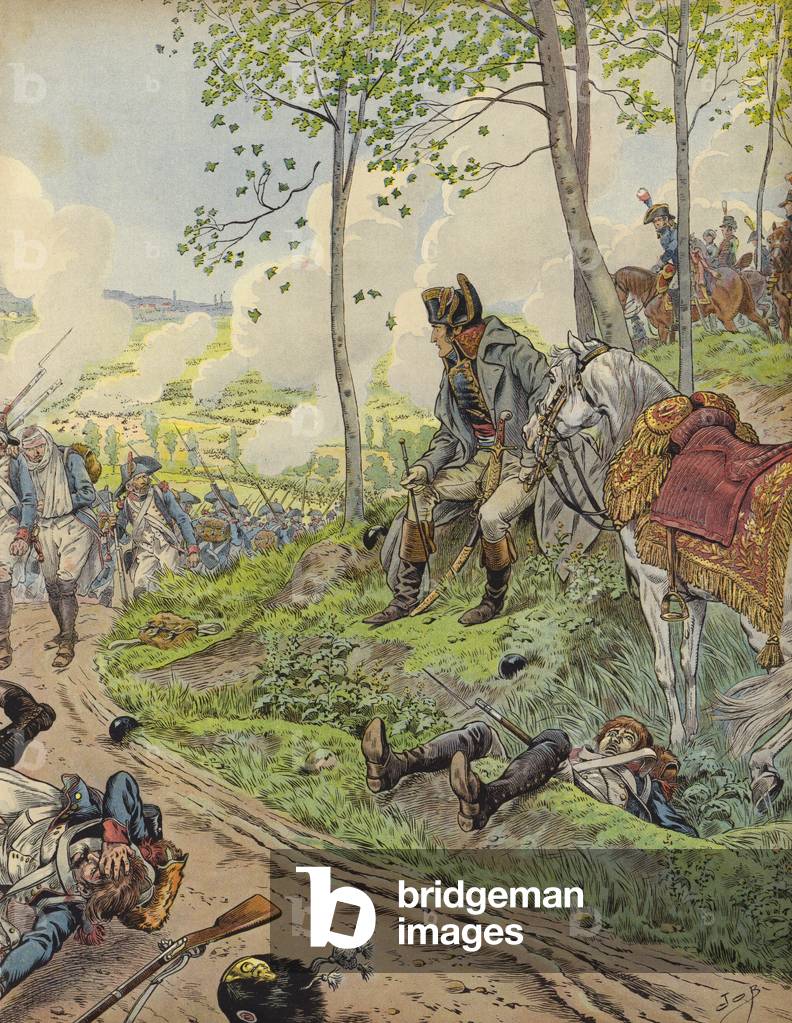 "Napoleon Bonaparte in Marengo (Farblitho)" von Jacques Job