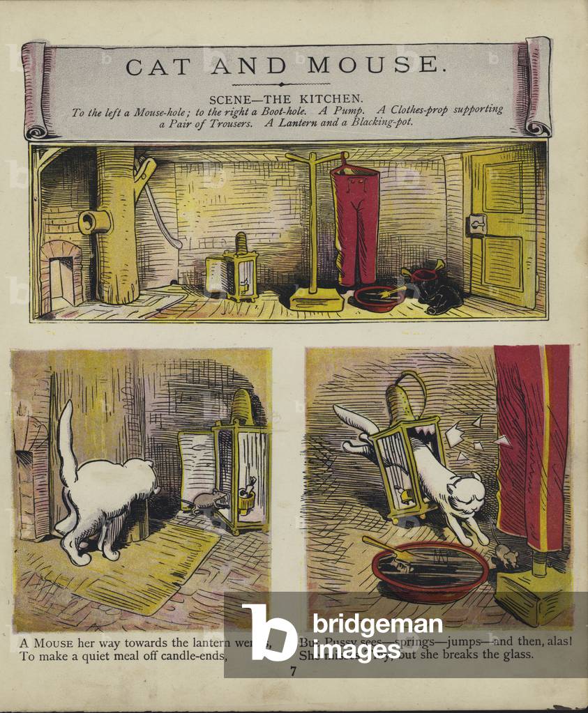 Cat and Mouse (colour litho)