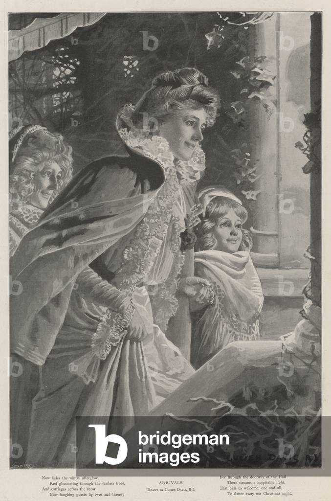 Bild von Druck "Ankünfte (litho)" 1901 von Lucien Davis, b/w