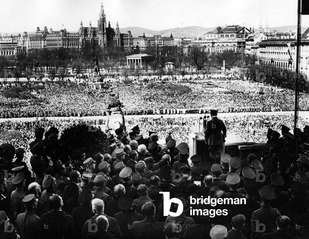 Adolf Hitler during the annexation of Austria to the German Reich, 1938 (b/w photo)