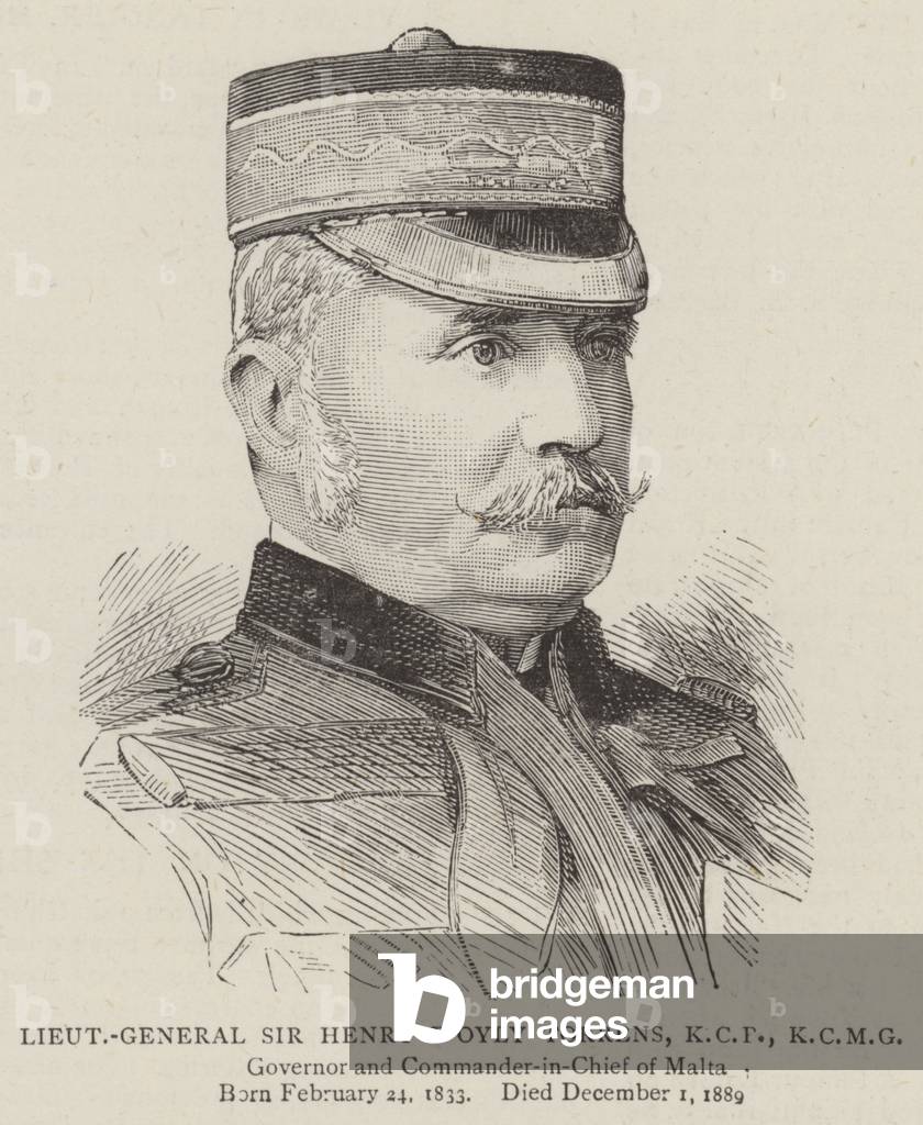 "Tenente generale Sir Henry D'Oyly Torrens" di English School, b/w