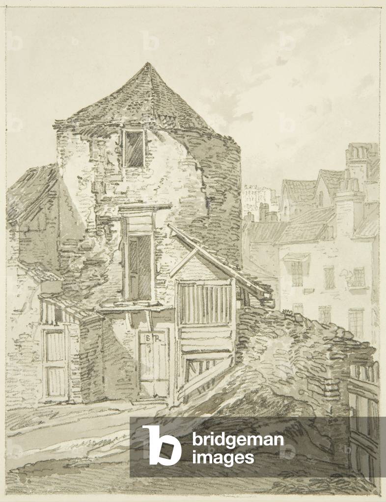 Immagine di Disegno "Un bastione vicino a Bridewell (matita e acquerello su carta)" di Hugh O'Neill, b/w