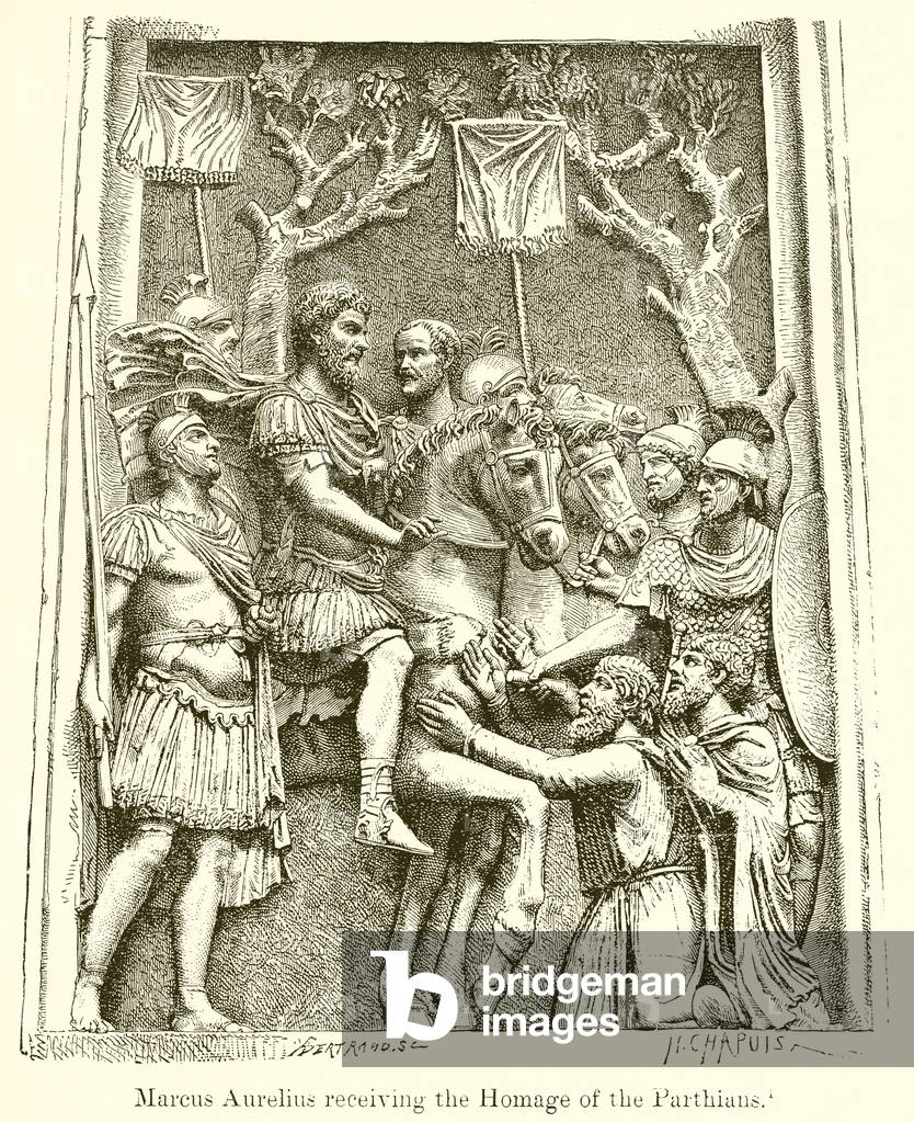 Marcus Aurelius empfängt die Hommage der Parther (Gravur)