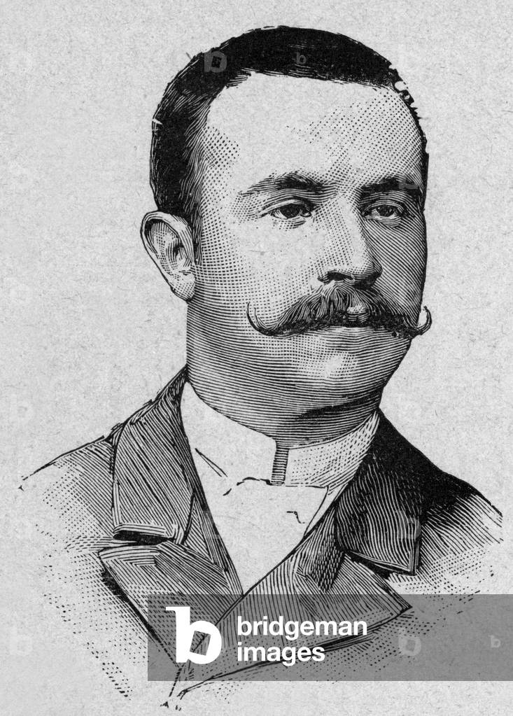 Francois Lhoste (1859-1887) aeronauta francese, incisione