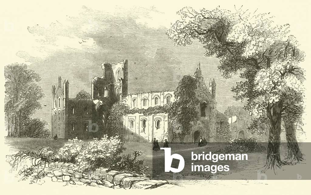"Kirkstall Abbey (Gravur)" von English School, b/w