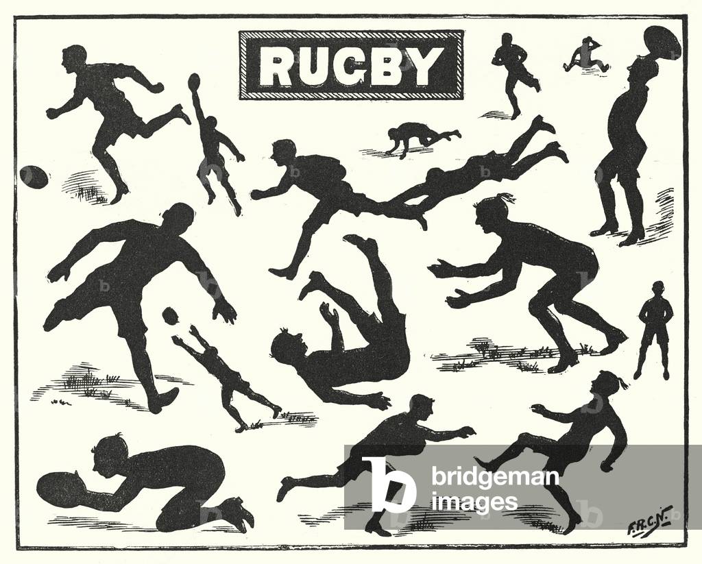Image de Estampe représentant Poses de rugby (litho) par English School