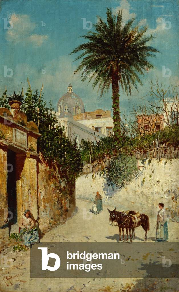Eine Straßenszene in Neapel (Öl auf Leinwand)