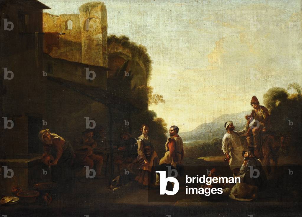 An Italianate Landscape with Peasants Dancing