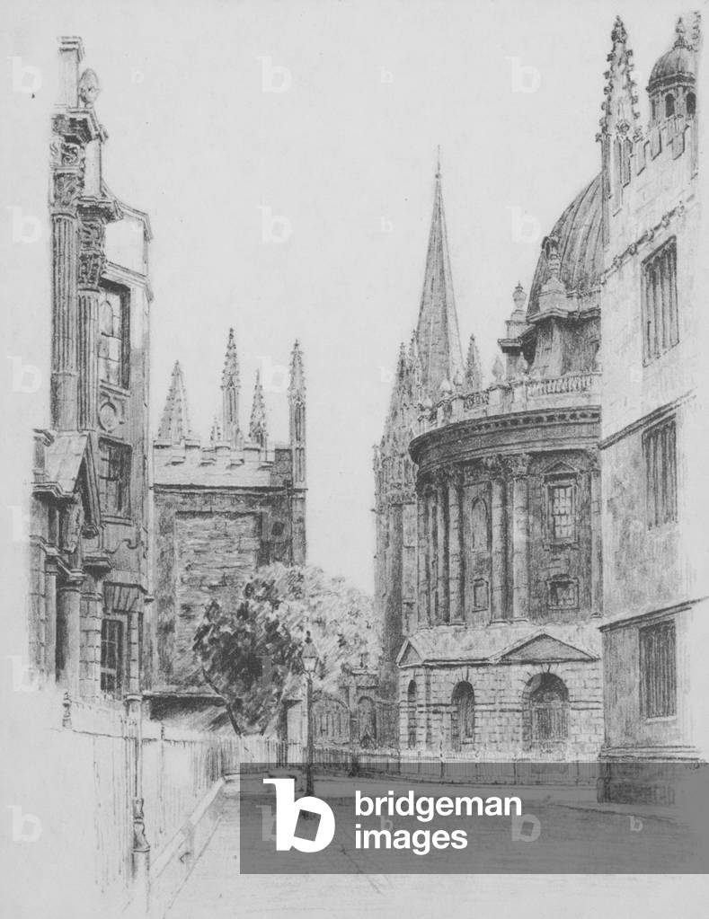 Oxford: veduta di Radcliffe Square (litografia)