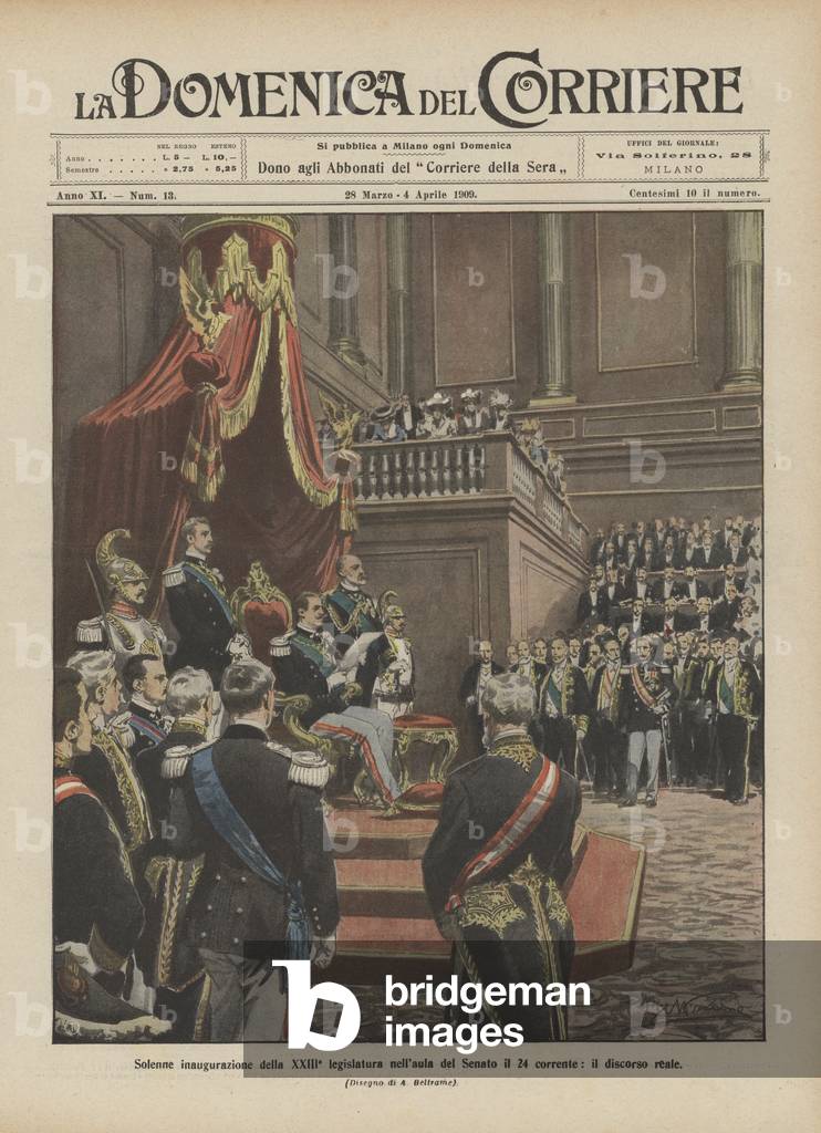Solenne inaugurazione della XXIII° legislatura nell'aula del Senato il 24 corrente, il discorso reale (colour 