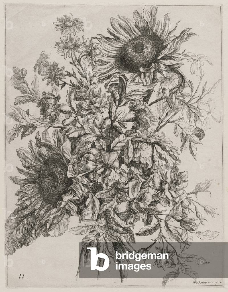Bouquet with Sunflowers (etching)