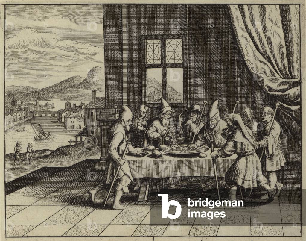The Israelites commanded by God to eat the Paschal Lamb (engraving)