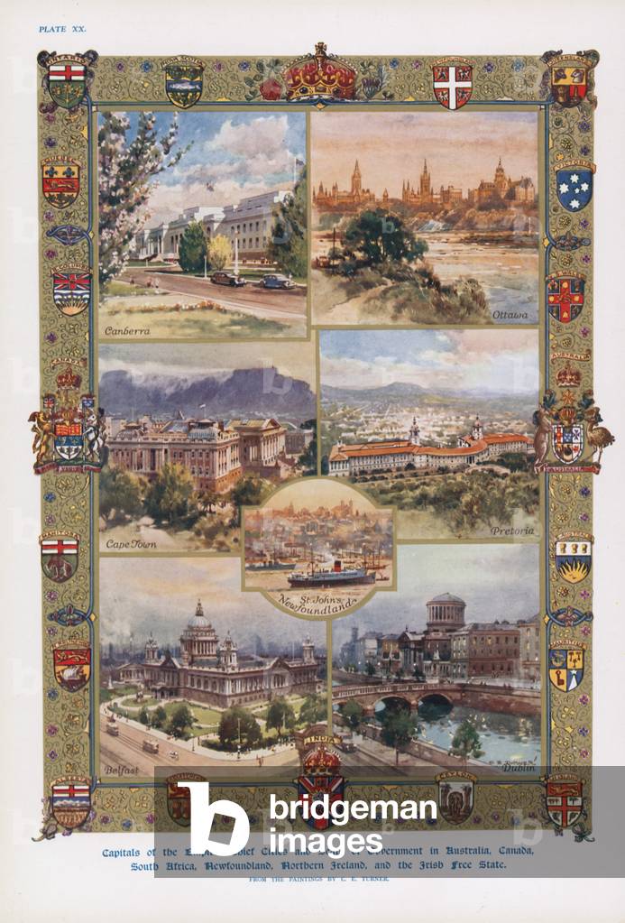 Capital cities of nations of the British Empire (colour litho) by Charles Eddowes Turner