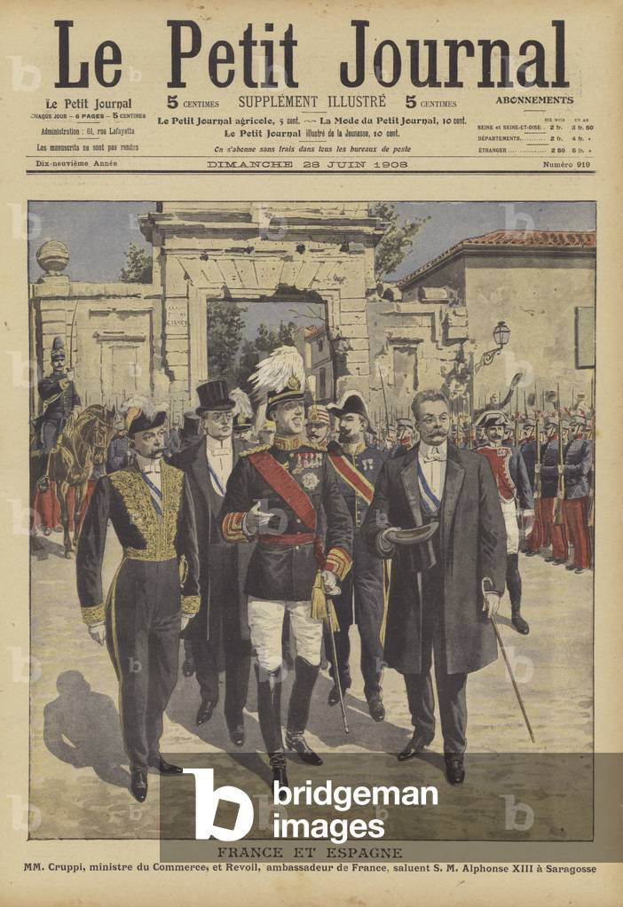 "Frankreich und Spanien (Farblitho)" von French School, b/w