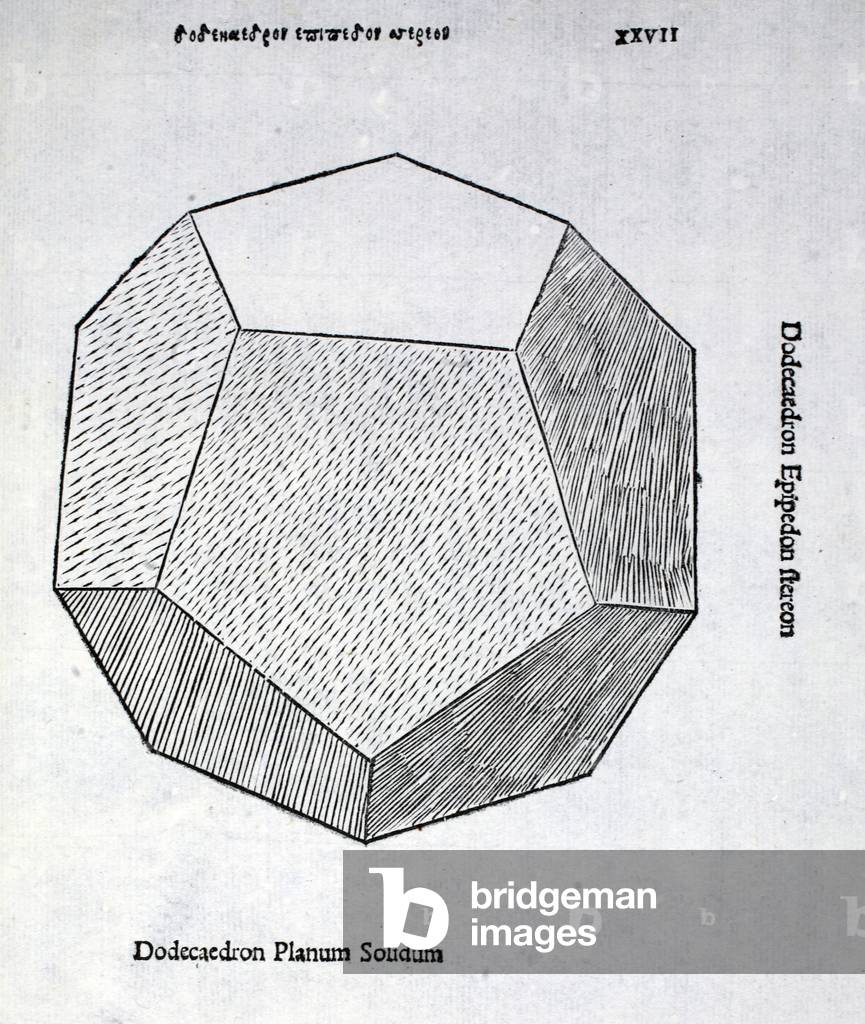 Dodecaedron planum solidum, Illustration aus 'Divina Proportione' von Luca Pacioli (um 1445-1517), ursprünglic