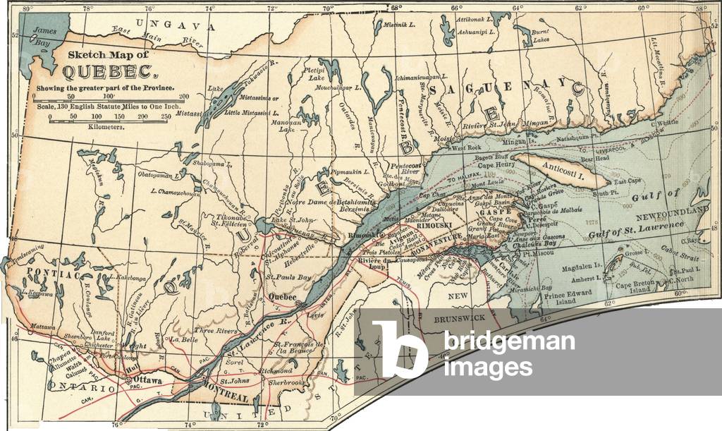Image of Map of Quebec, c.1900 (engraving)