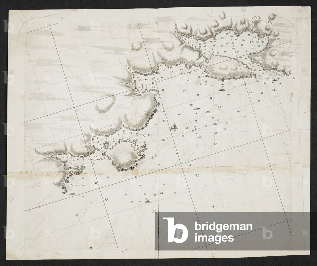Chart of a coastline., b/w