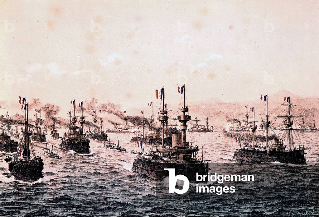 Französisch Präsident Sadi Carnot auf Zwischenstopp im Hafen von Toulon (Frankreich) auf dem Weg nach Korsika 