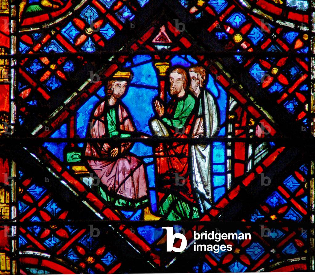 Window w2 Moses and Aaron before the Pharaoh Ex V 1 (stained glass) 1246-48 by French Artist