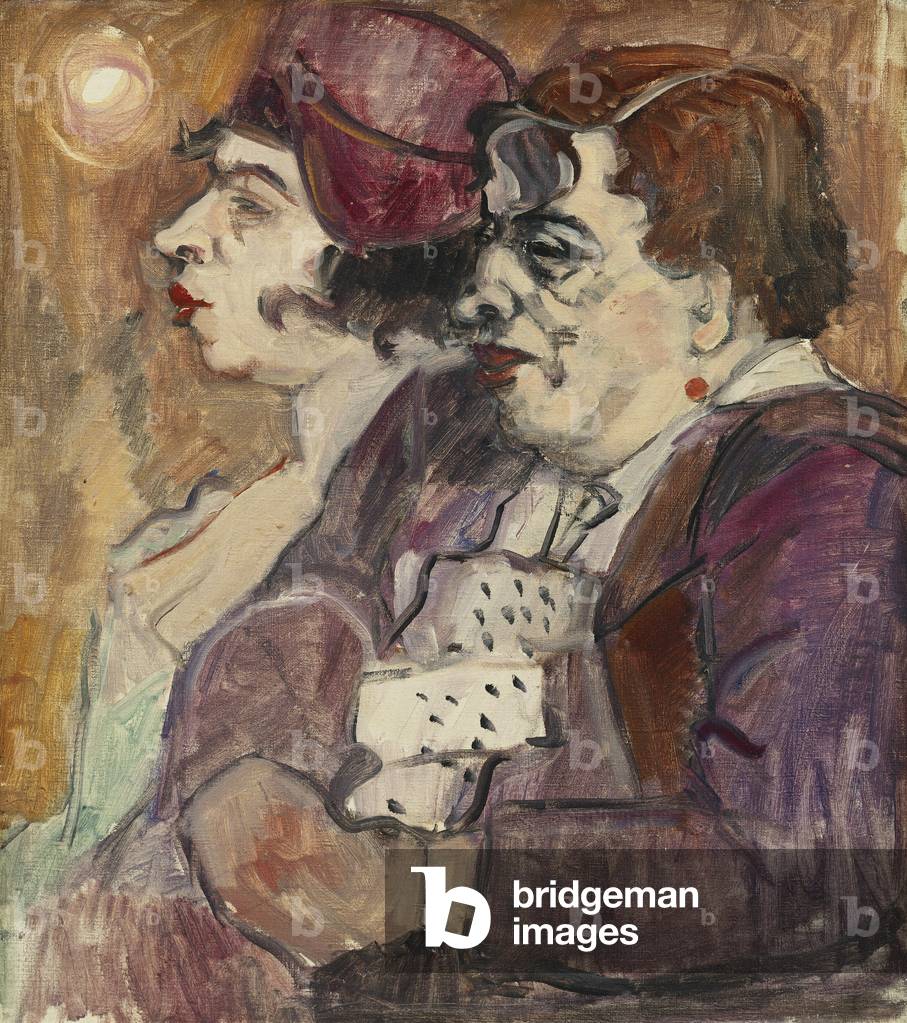 natura morta con bottiglia, frutta e figura; Stilleben mit Flasche, Fruchten und Figur, c. 1907-1908 (olio su 