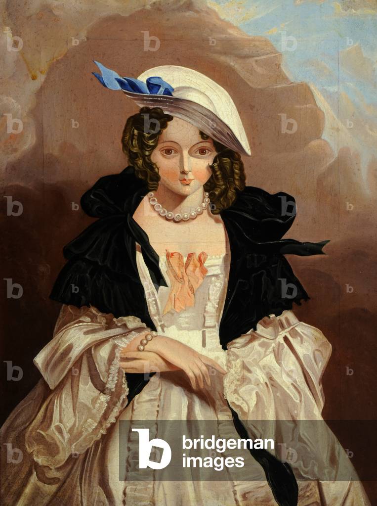 An Unknown Woman in a Black Tippet and Pearls