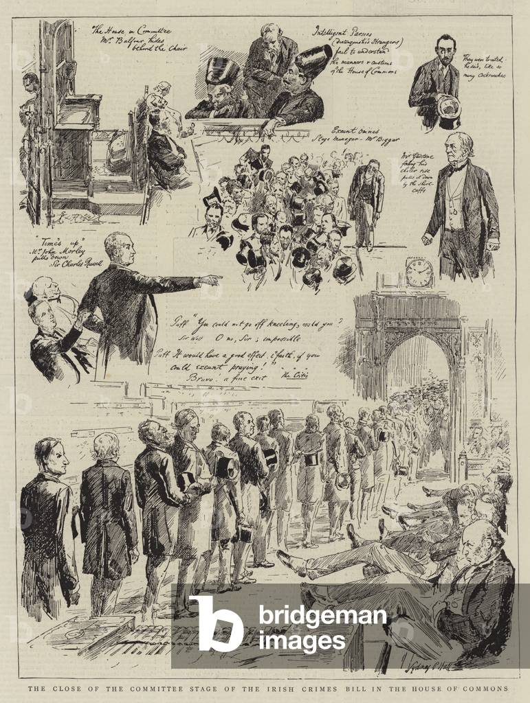 The Close of the Committee Stage of the Irish Crimes Bill in the House of Commons (engraving) by Sydney Prior 