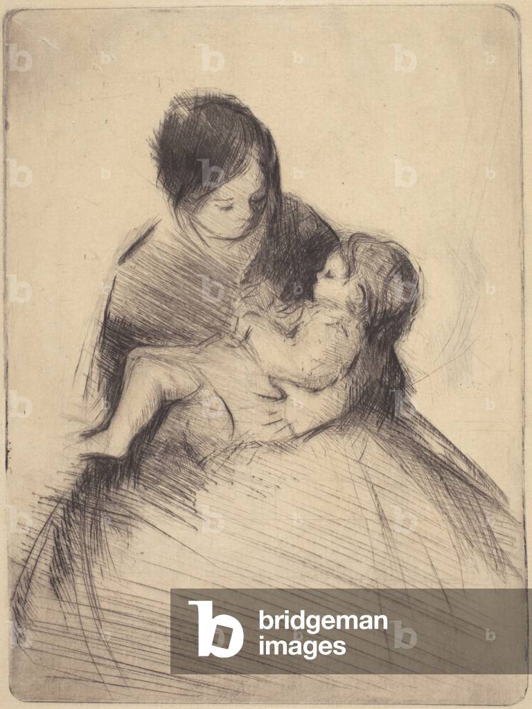Bild von Druck "Mutter und Kind (Radierung)" von Margery A. Ryerson, b/w