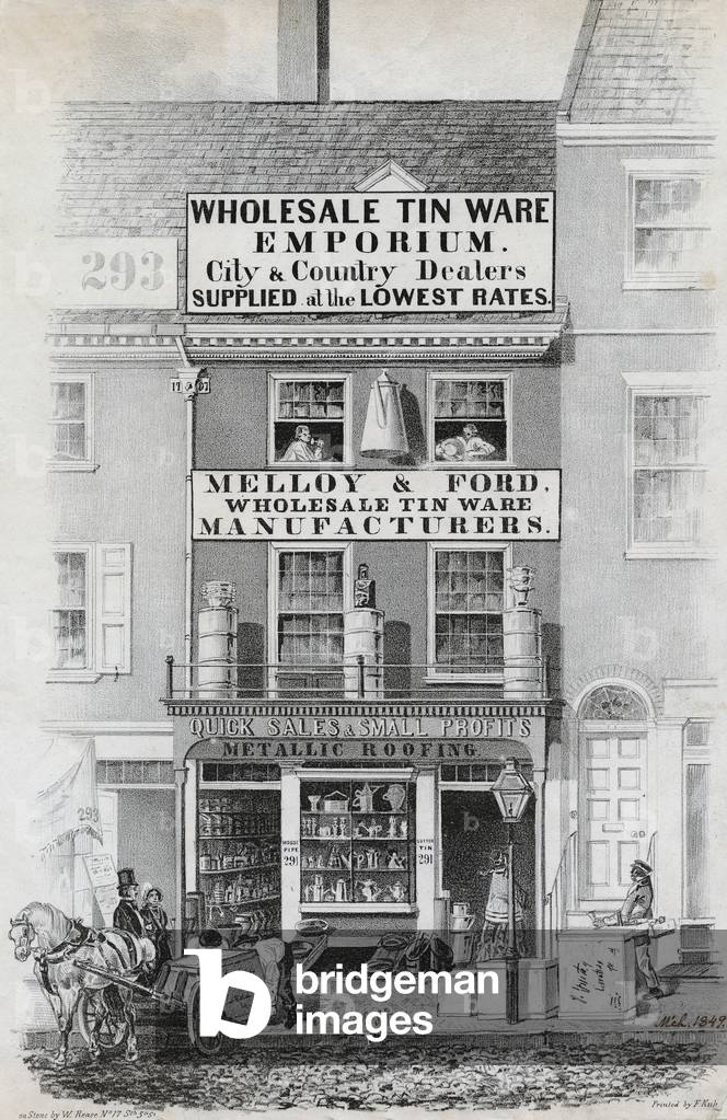 Melloy & Ford, wholesale tin ware manufacturers, printed by Frederick Kuhl, March 1849 (litho)


