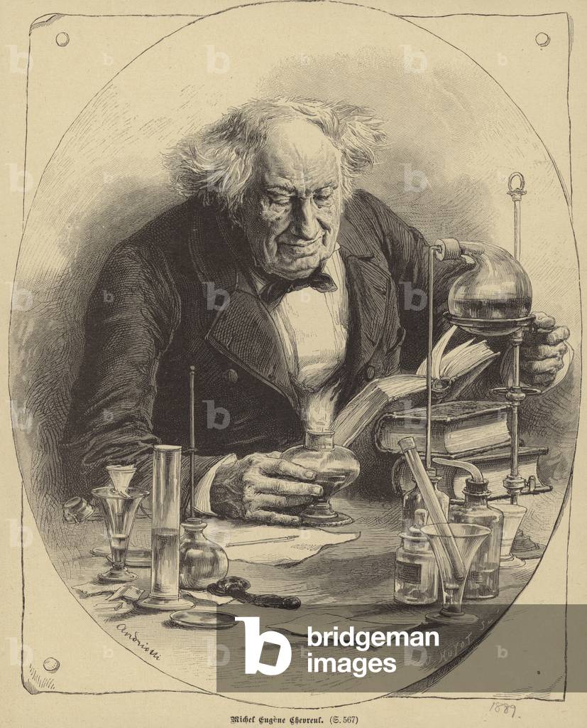 "Michel Eugene Chevreul (incisione)" 1801 di French School, b/w
