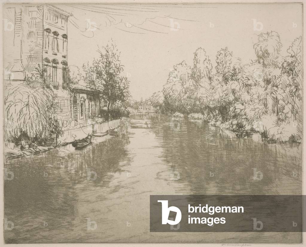 Treviso Waters by Donald Shaw MacLaughlan, b/w