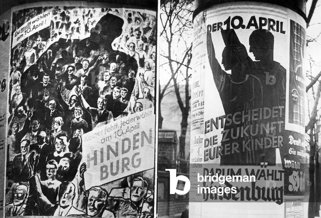 Manifesti elettorali del Comitato Hindenburg, 1932 (foto in b/n)