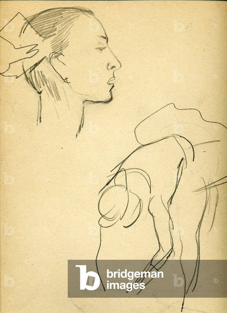 Image of Drawing depicting Sketches of a Ballerina 1968 by Boris Uspensky, b/w