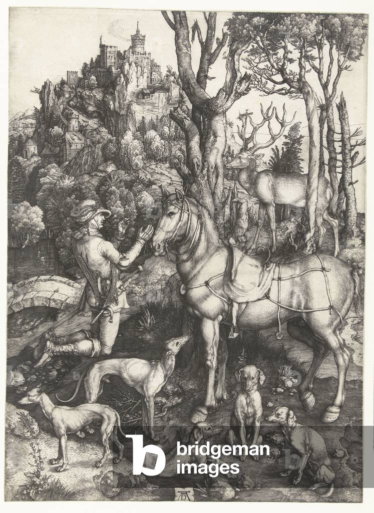 Immagine di Incisione "La visione di Sant'Eustachio" 1499 di Albrecht Dürer or Duerer