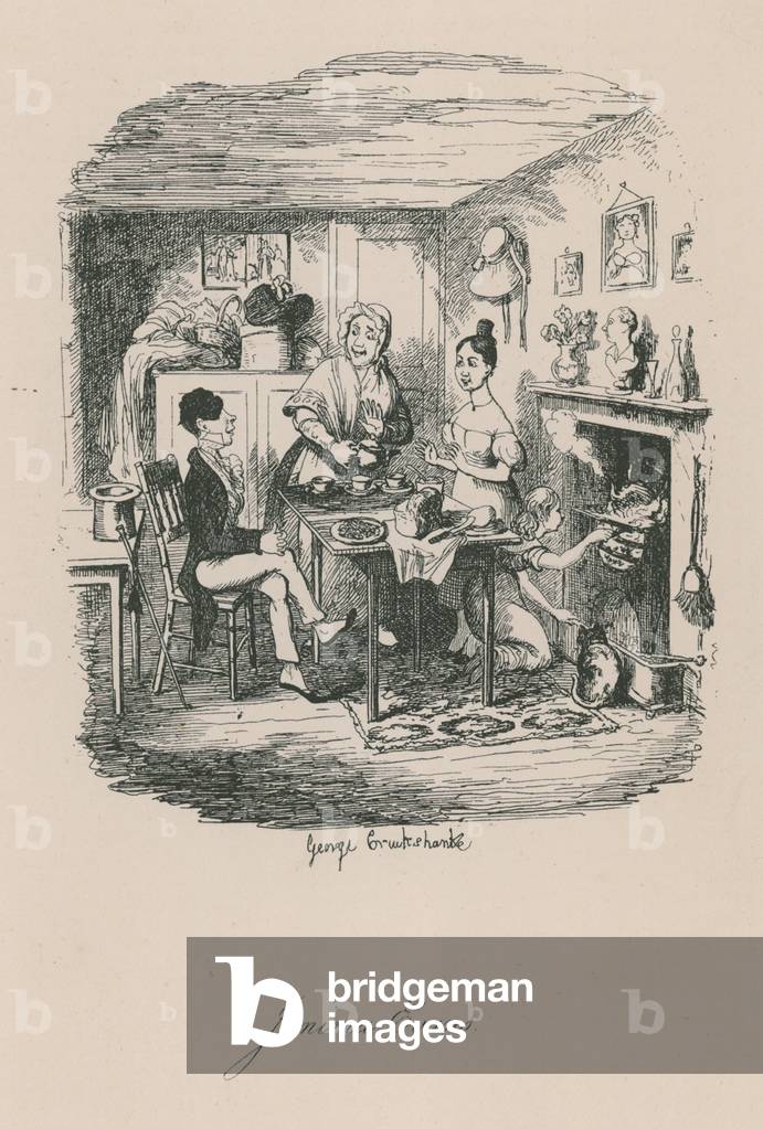 "Scena di vita londinese: Jemima Evans (incisione)" di George Cruikshank