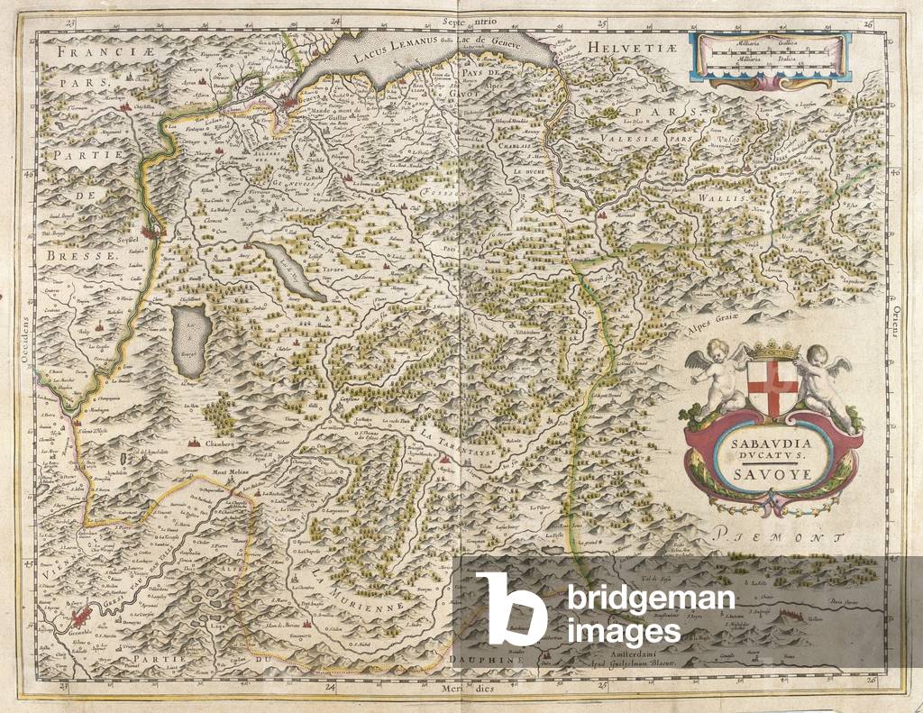 Savoia, Ginevra e il lago Leman, Grenoble, in 'Theatrum Orbis Terrarum, sive Atlas Novus' di Willem Blaeu, Ams