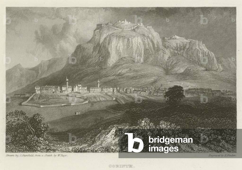 Corinth (engraving) by C. Stanfield, b/w