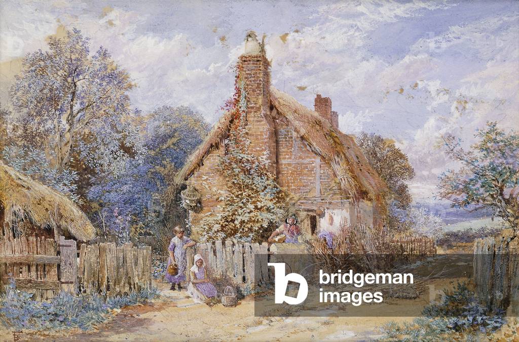 bambini di un paglia Cottage a Chiddingfold, (matita, acquerello e body colour)
