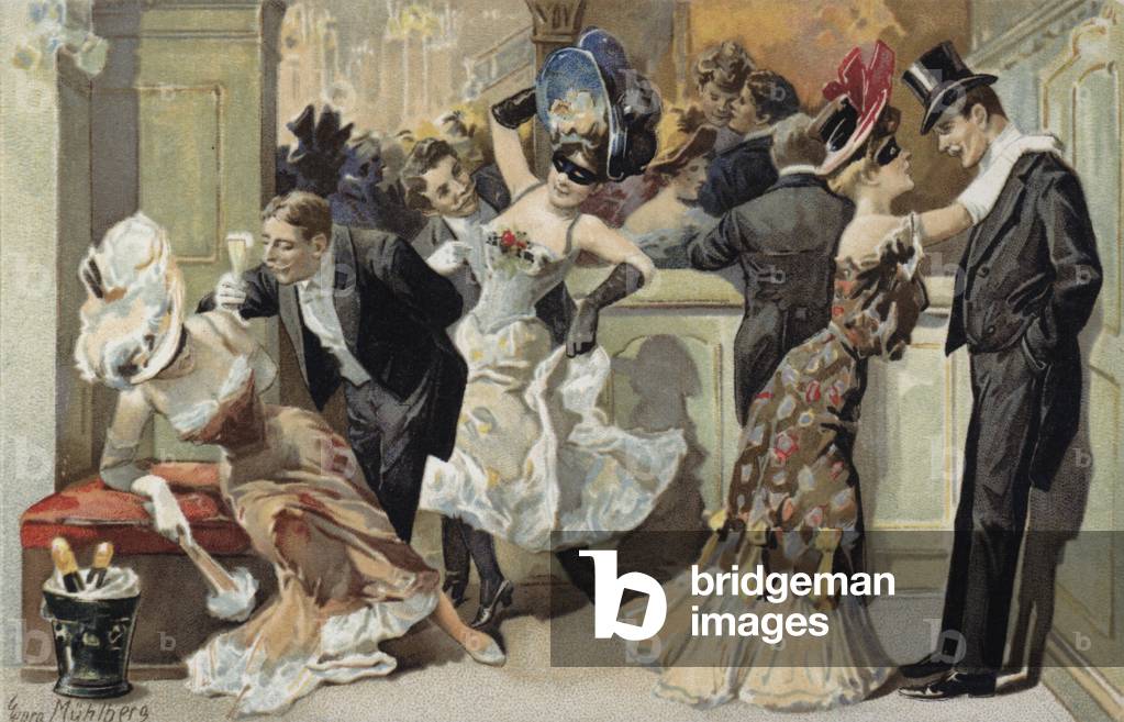 Image of Print depicting Masked ball 1900 by European Artist