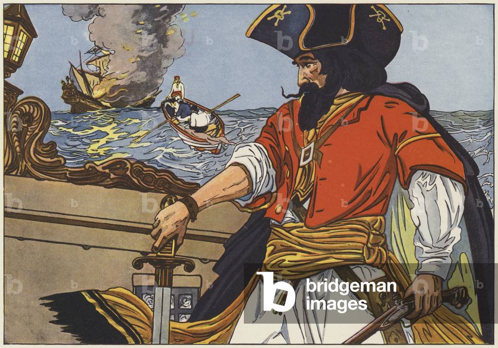 Blackbeard, der berühmteste Piraten der Atlantikküste (Farbe Litho)
