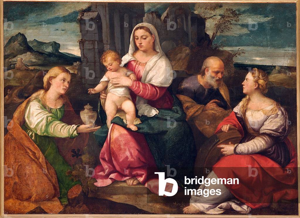 Sacra Famiglia con Maria Maddalena e Santa Caterina, 1528-30 (olio su tela)