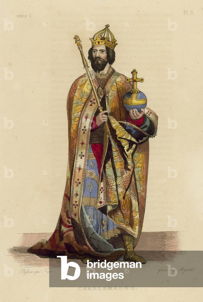 Carlo Magno (incisione colorata)