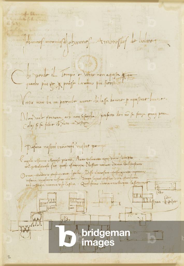 Verso: Studi di casting e linee di poesia, c.1492-93 (penna e inchiostro su carta) (verso di 5676222)