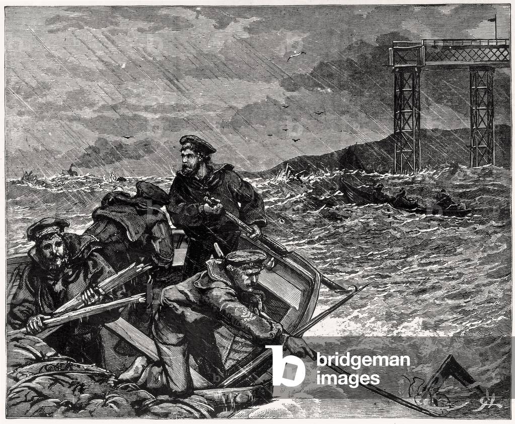 "Tay Bridge disastro: barche che assistono nella ricerca" 1879 di English School