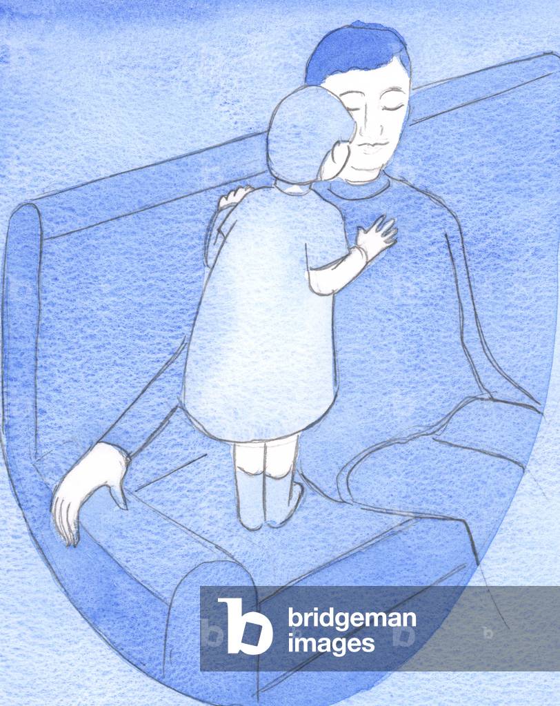 Image de Dessin représentant Comme un père terrestre élève son petit enfant pour parler franchement et embrass
