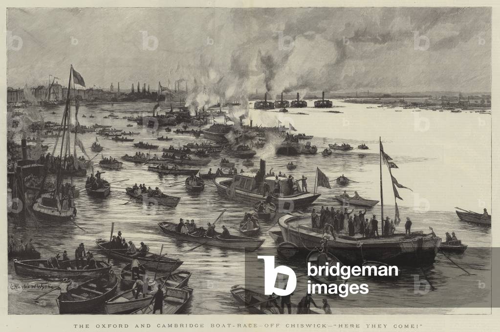 The Oxford and Cambridge Boat-Race by Charles William Wyllie, b/w
